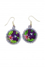 Embroidered Flower Earrings